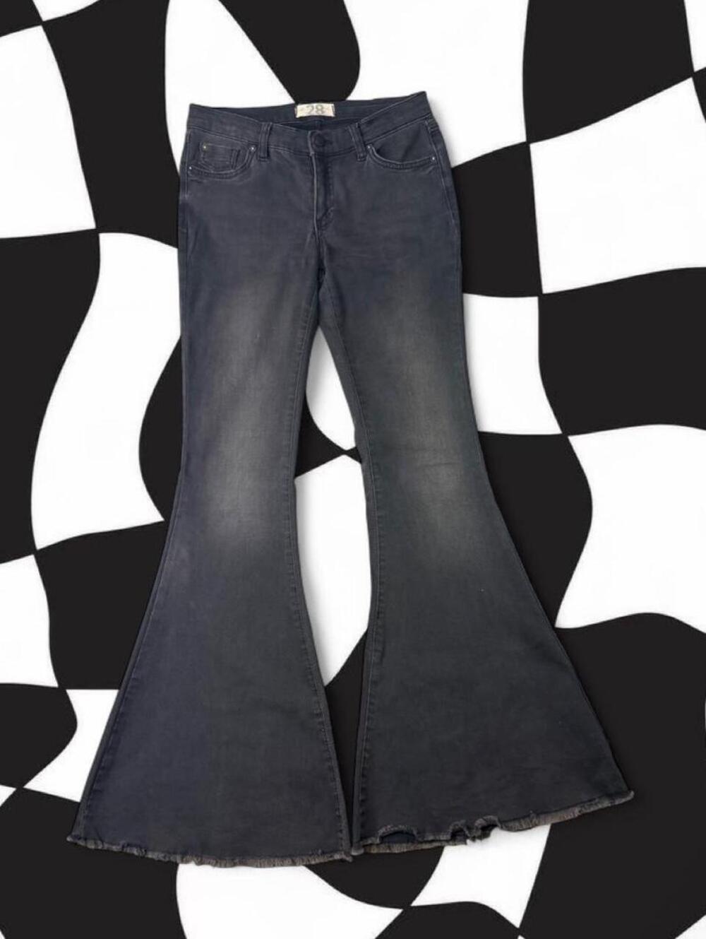 We the Free Black low rise flare jeans with frayed hem